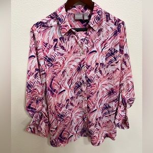 Chico’s Button-up Flowy Blouse Abstract Medium